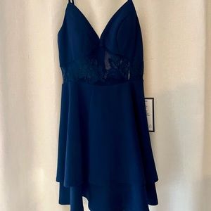 Navy blue lacy midi dress